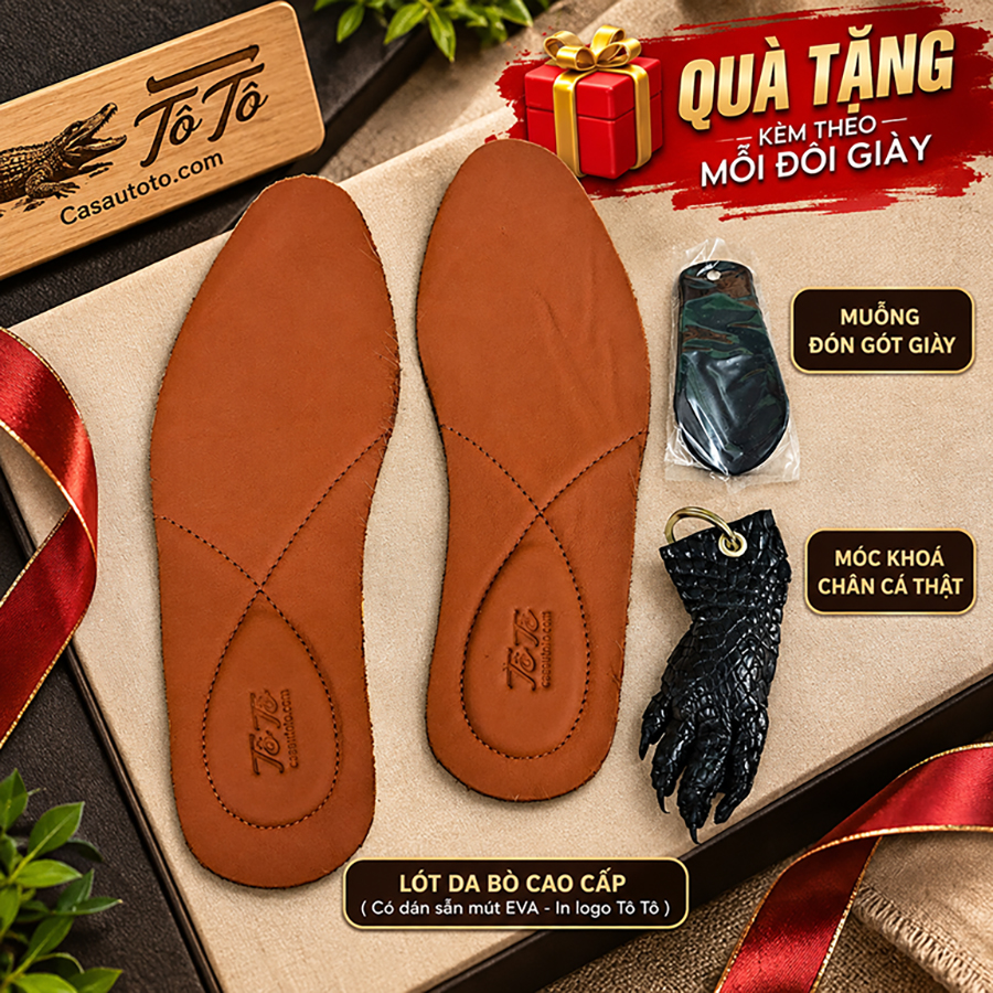 Giày Tây Da Cá Sấu Nam T-01 Da Gù Cao Cấp | Chính Hãng Cá Sấu Tô Tô - Ảnh 4