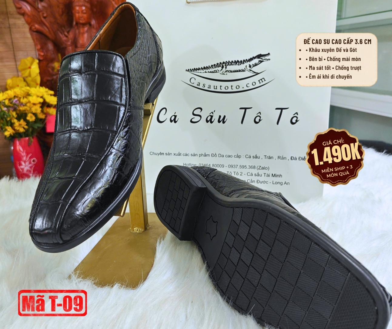 Giày Tây Da Cá Sấu Nam T-09 Da Bụng Cao Cấp | Chính Hãng Cá Sấu Tô Tô - Ảnh 2