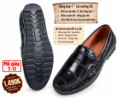 Giày Lười Da Cá Sấu Nam T-11 Da Bụng Cao Cấp | Chính Hãng Cá Sấu Tô Tô