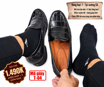 Giày Lười Da Cá Sấu Nam T-04 Da Bụng Cao Cấp | Chính Hãng Cá Sấu Tô Tô