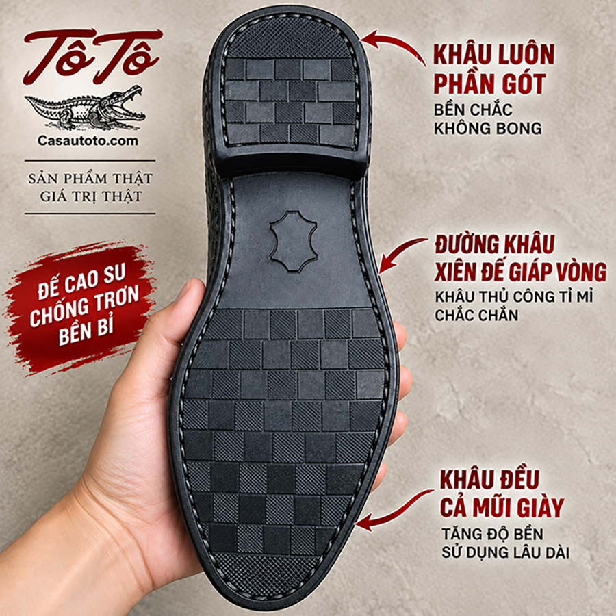 Giày Tây Da Cá Sấu Nam T-09 Da Bụng Cao Cấp | Chính Hãng Cá Sấu Tô Tô - Ảnh 5
